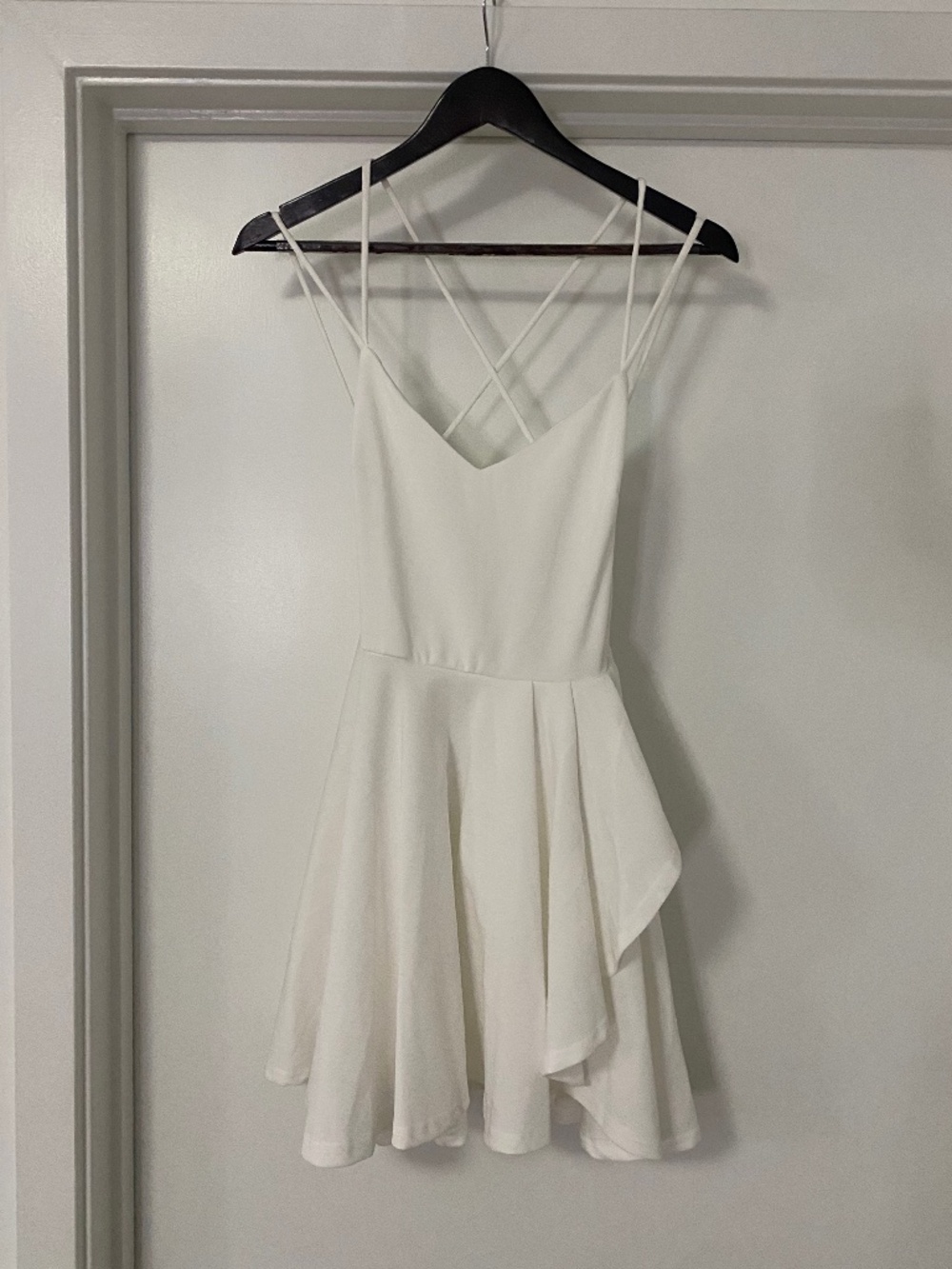 Windsor White skater back less dress with ruffle Size M